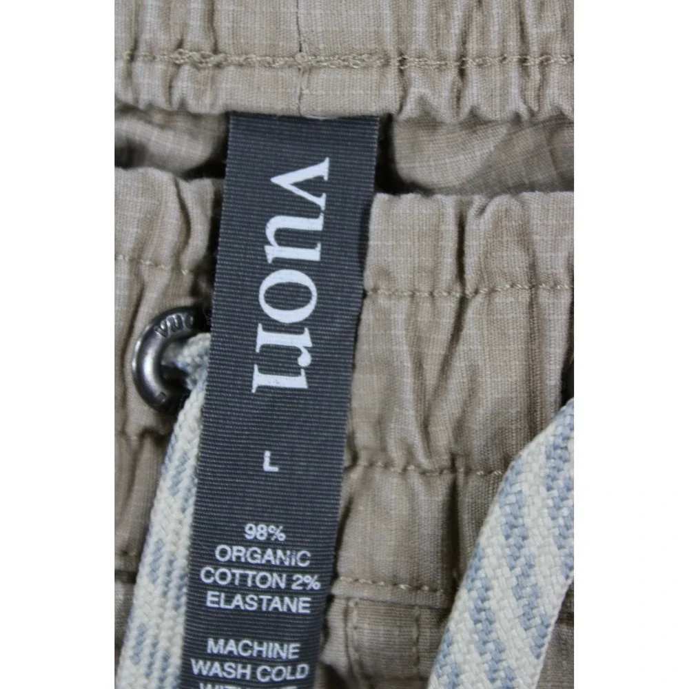 Vuori Ripstop Climber Pants Mens Large Khaki Tan Organic Cotton Stretch Raw Hem